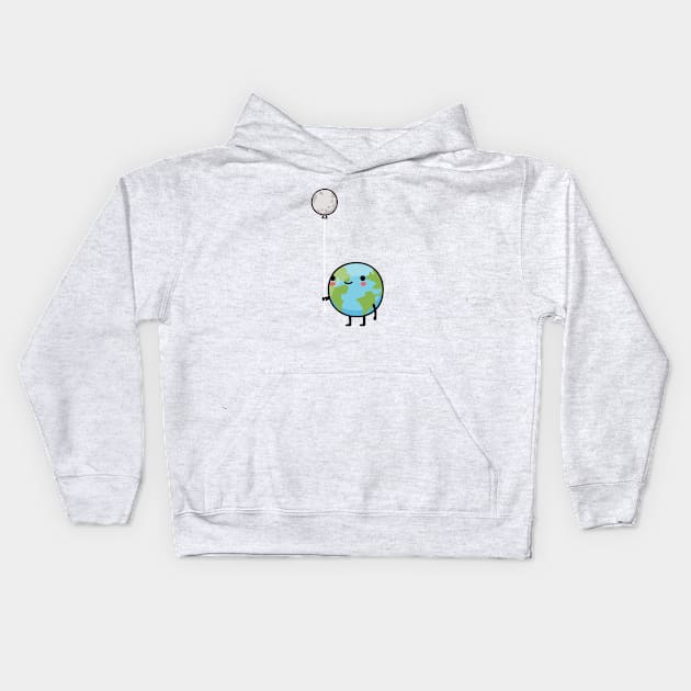 Earth and Moon Kids Hoodie by wawawiwa